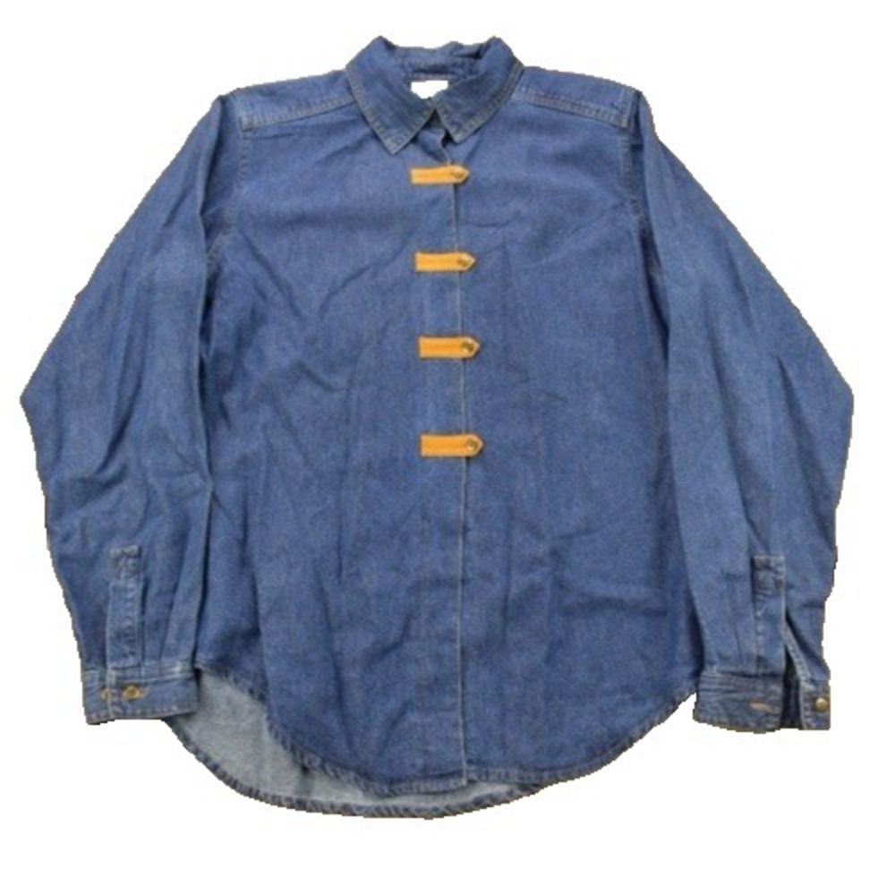 Vtg 90s Coldwater Creek Denim Shirt Jacket‎ Boho Western Toggle Button Down 4
